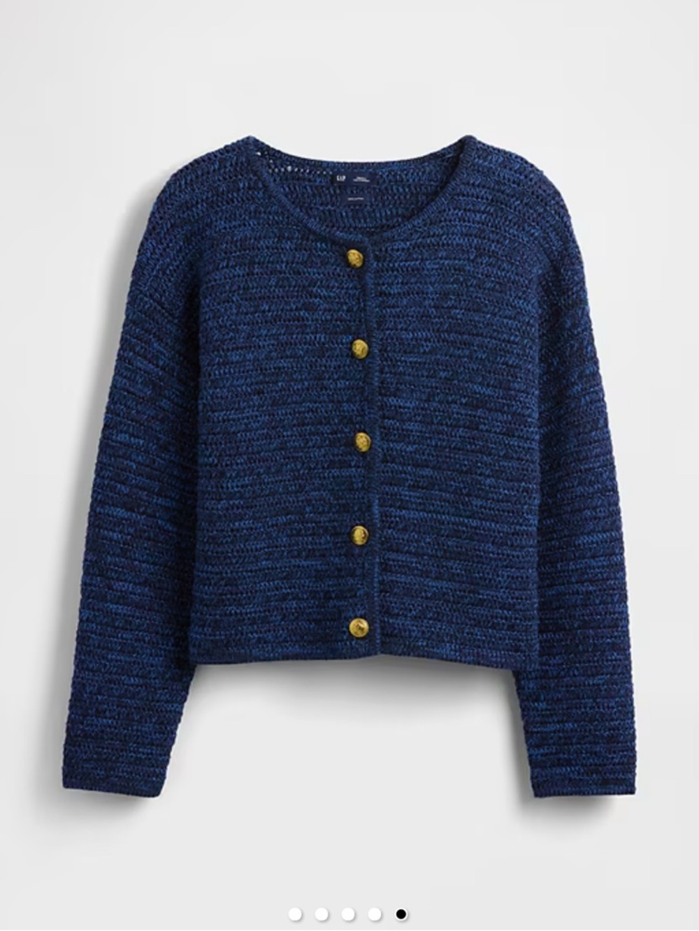 GAP Navy Blue 100% cotton Cropped Button-Front Cardigan